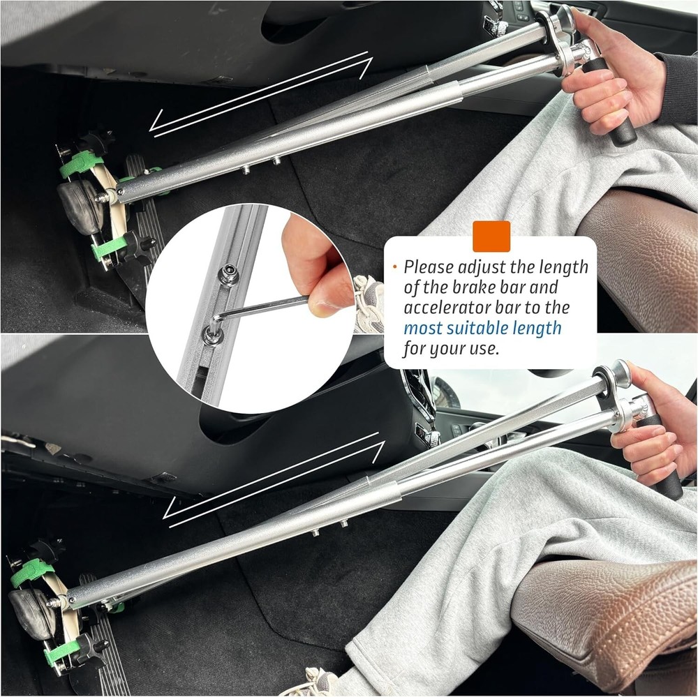 Handicap Driving Hand Controls for Disabled Drivers,Length Adjustable,Silver