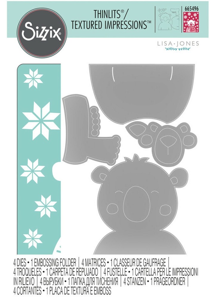 Sizzix Thinlits Cozy Bear 4pc set + emboss #665496 Retail $14.99 by Lisa Jones