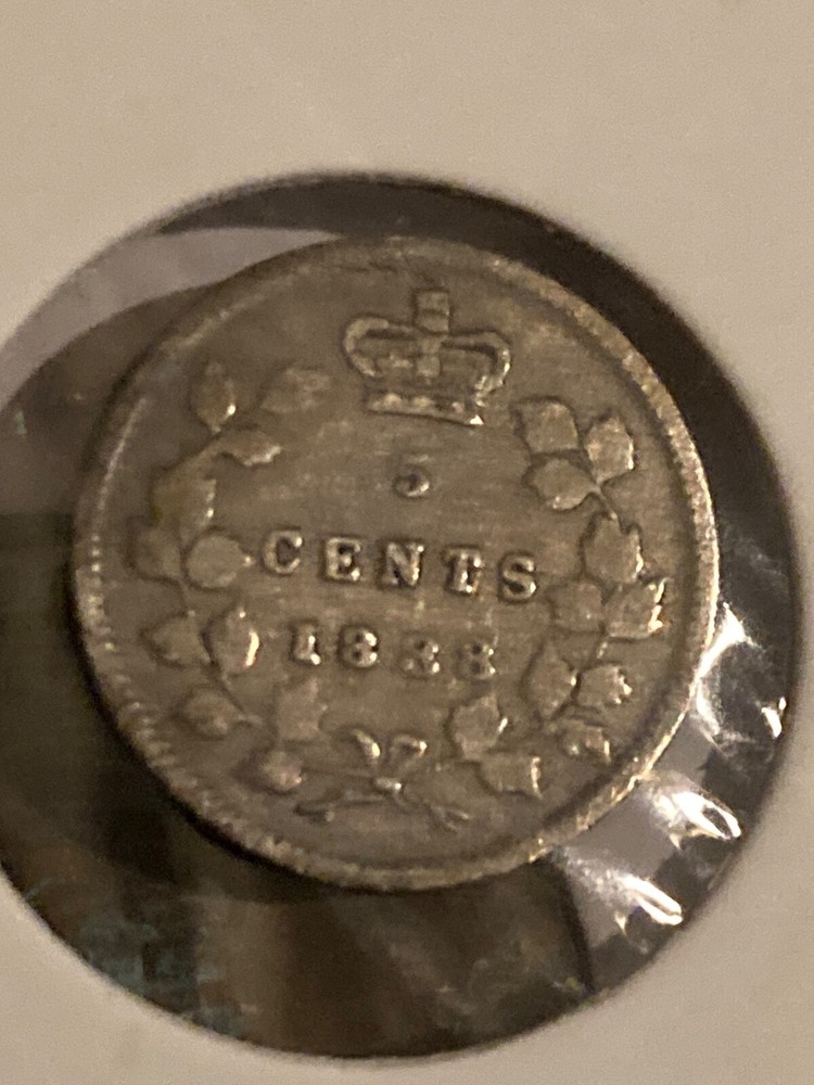 1888 Canada 5 Cents Silver Coin