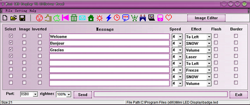 RED LED Digital Scrolling Message Name Tag Badge Bluetooth/PC Programmable NEW!