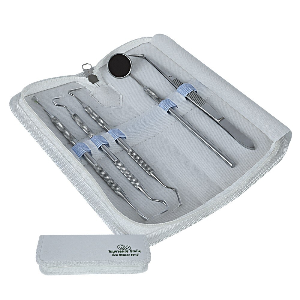 Professional Five Tools Dental Hygiene Kit for Calculus & Plaque Removal