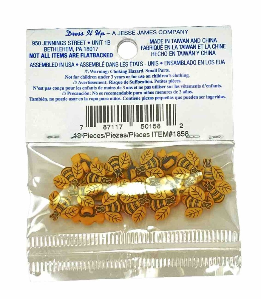 Dress It Up Buttons - Tiny Bees 20pcs 1858