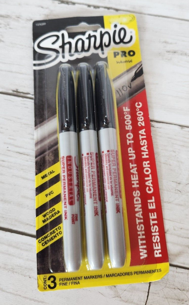 Sharpie Pro Industrial Black Permanent Markers 3pc