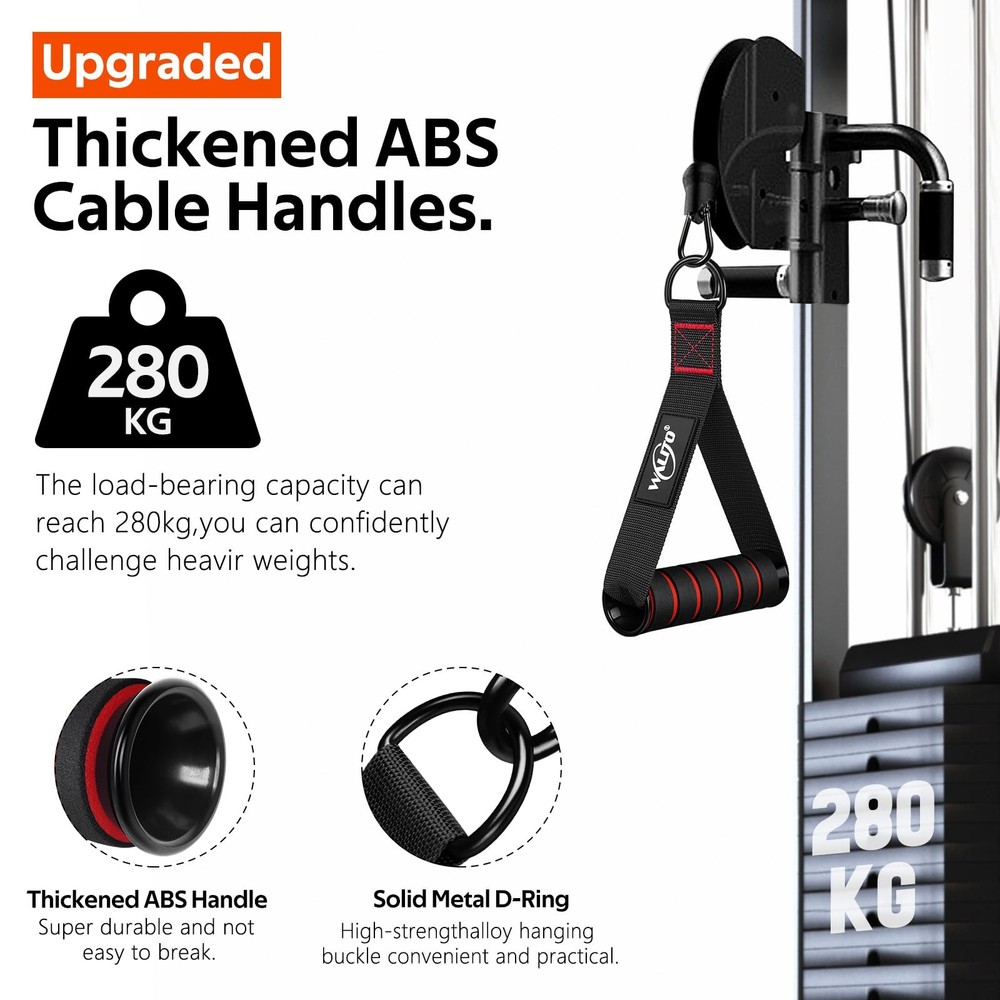WALITO Exercise Handles, Replacement Cable Machine Attachments 1-Black Red