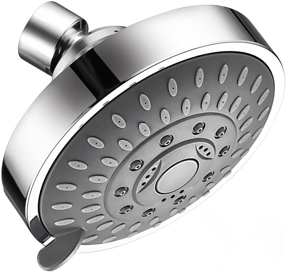 High Pressure Fixed Shower Head 5-Setting Rainfall Adjustable Wall Mount Chrome