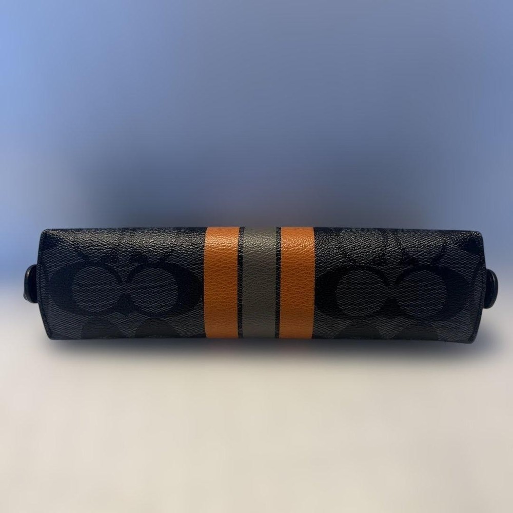 Coach Striped Design Pencil Case Black/Orange