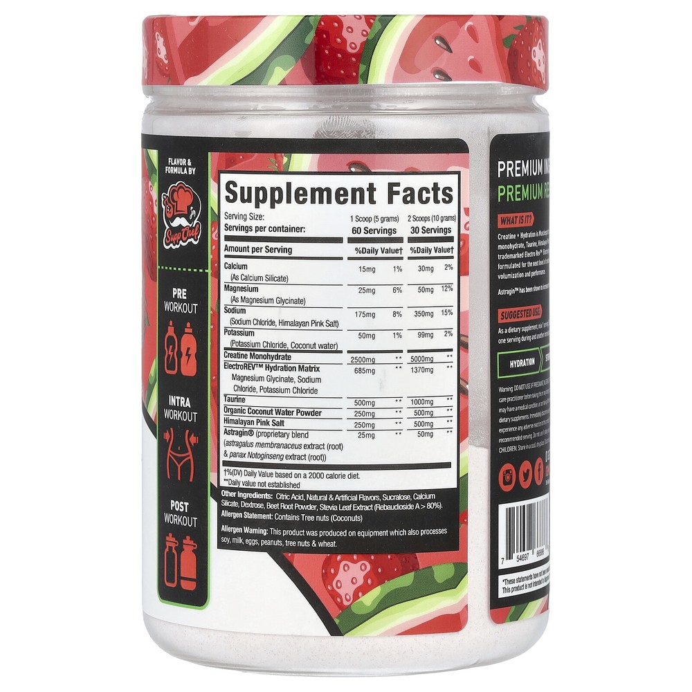 Creatine + Hydration, Strawberry Watermelon, 10.58 oz (300 g)