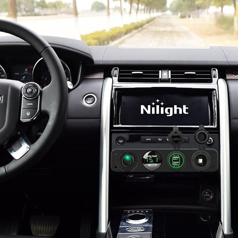 Nilight Charger Socket Panel 4 in 1 ON/Off Dual USB Socket Power Outlet LED