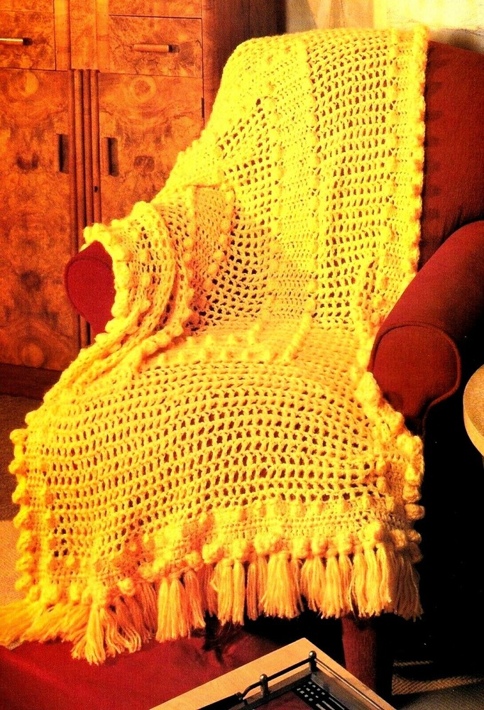 LUSCIOUS Buttered Popcorn Afghan/Crochet Pattern INSTRUCTIONS ONLY