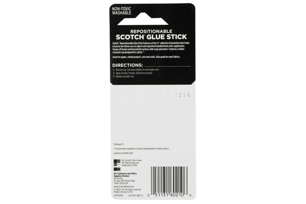 Removable Restickable Glue Stick, .49oz, Repositionable Stick 3-Pack