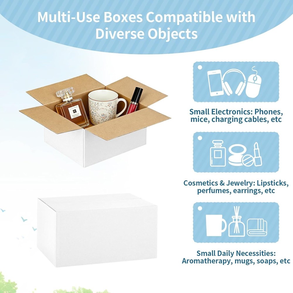 Famagic 10 Pack 6x4x4 Inches Small WHITE Shipping Boxes