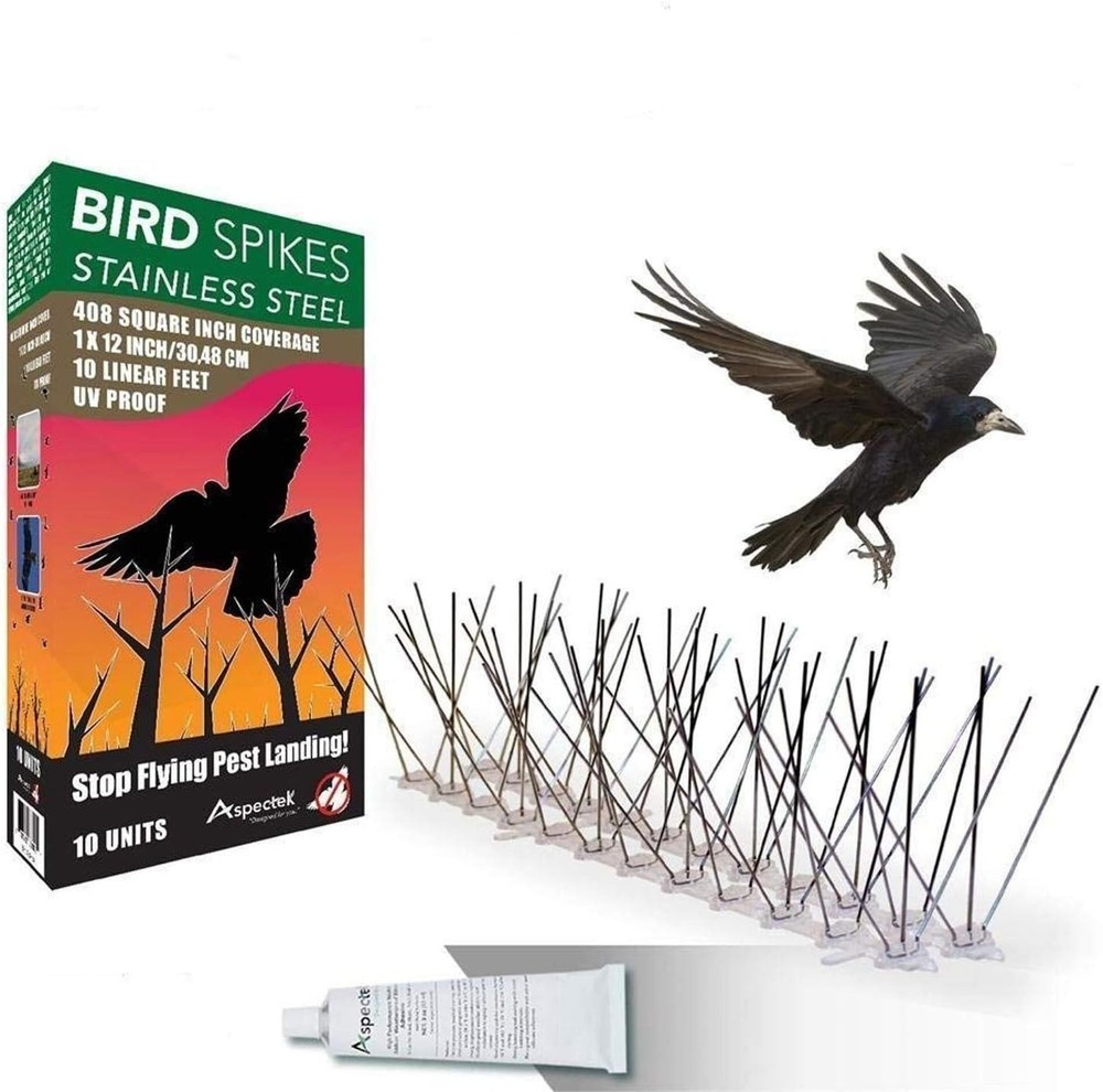 Durable Stainless Steel Bird Spikes - 10ft Coverage & Easy Installation Included