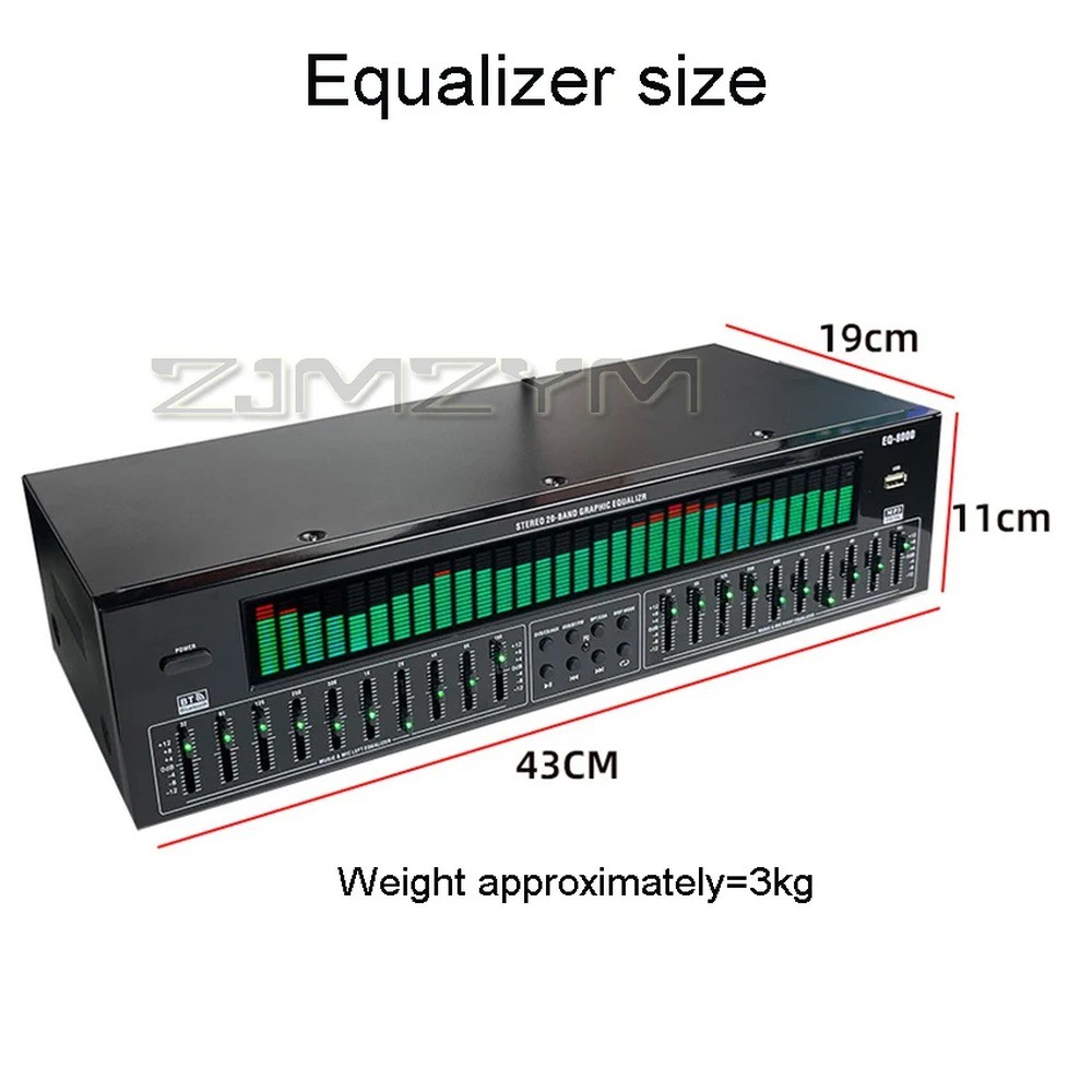 EQ8000 Equalizer – 30-Band Graphic, Bluetooth 5.3, USB Playback, AC220V