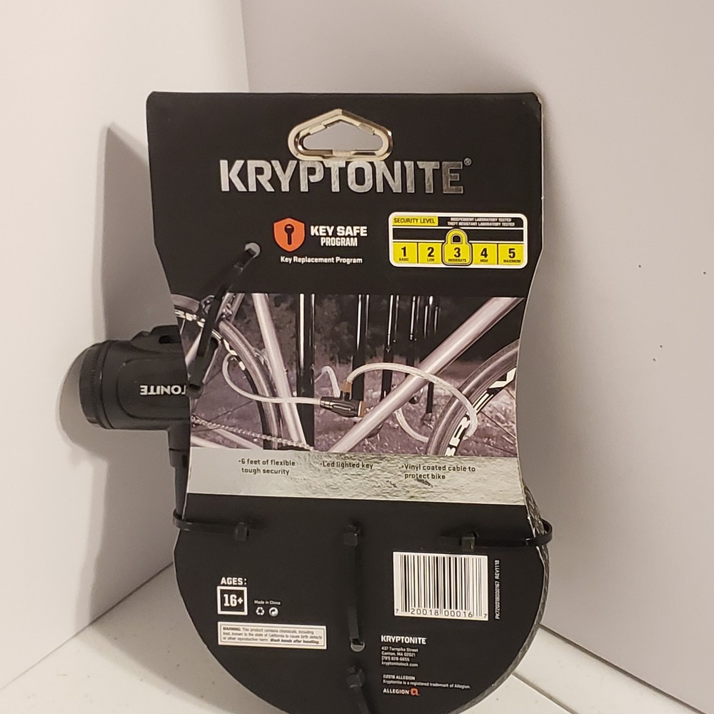 Kryptonite CABLE LOCK 6'x12mm Key New