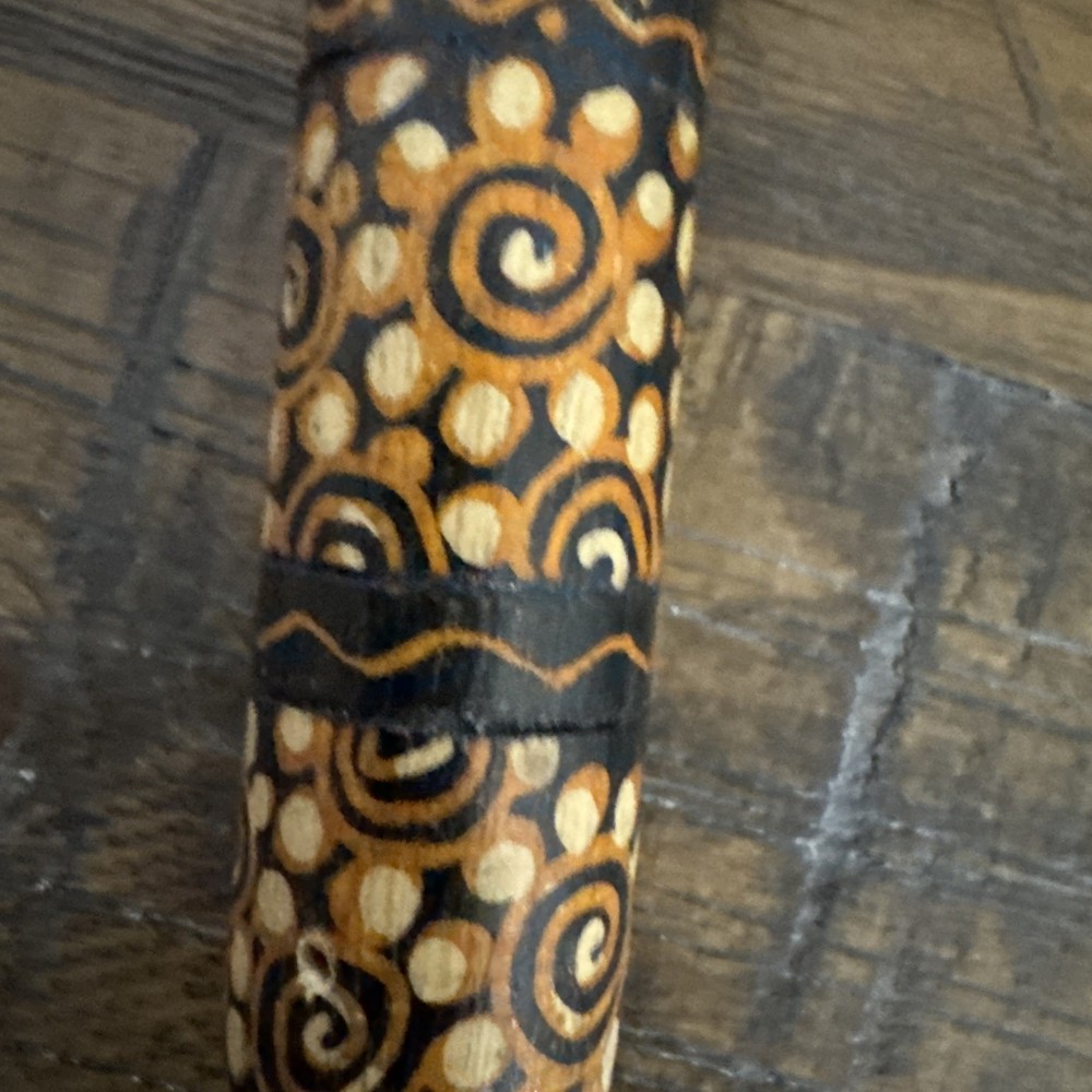 Pangolin Seed Shell Hand Shaker Decorative Bamboo Handle Hand Made Indonesia