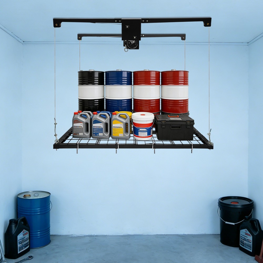 48x48" Adjustable Garage Storage Rack 300lb Overhead Garage Lifting Storage Rack