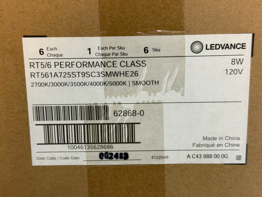 6X Sylvania Ledvance 6" Rt Downlight Kit 62868 Dimmable 5 Color Selectable