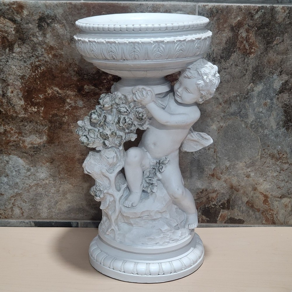 Vintage White Cherub Planter Decorative Garden Statue