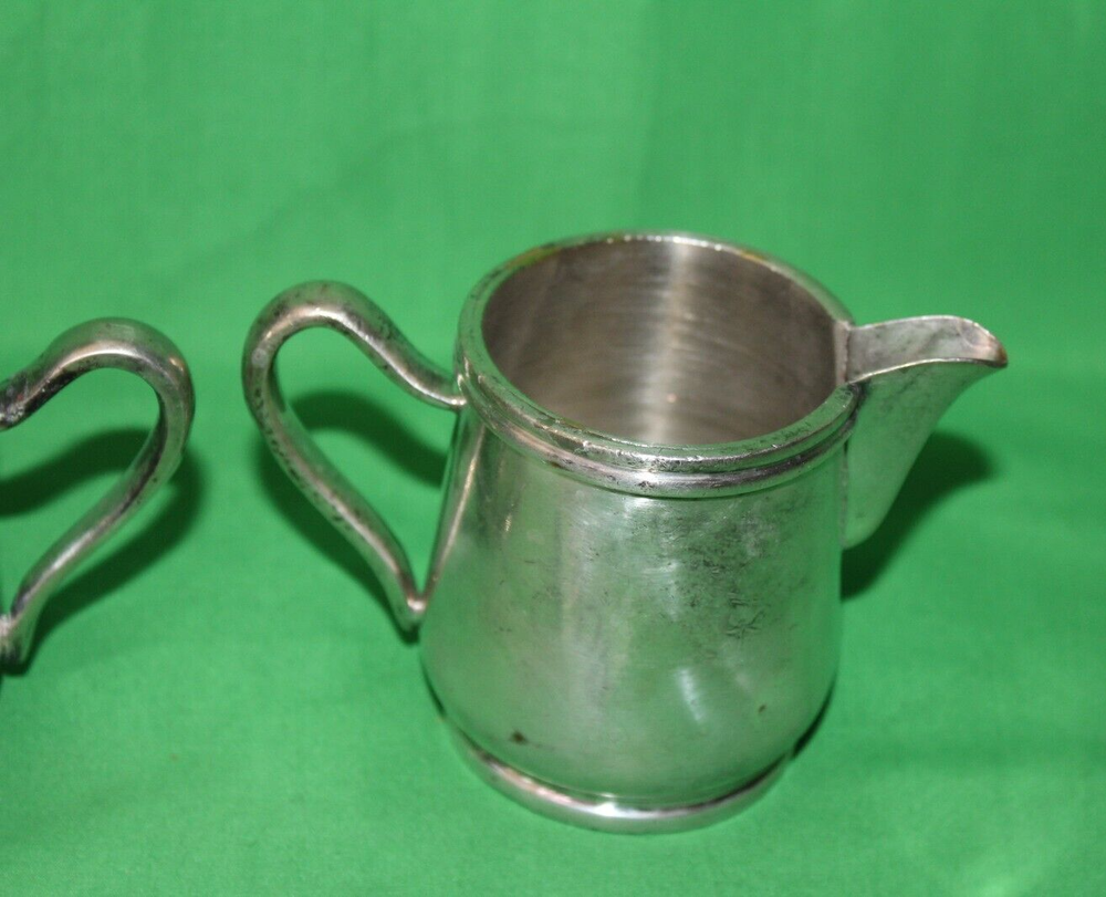 2 Piece DJ Marked Silver Creamer And Sugar Serving Set