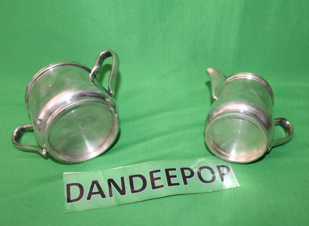 2 Piece DJ Marked Silver Creamer And Sugar Serving Set