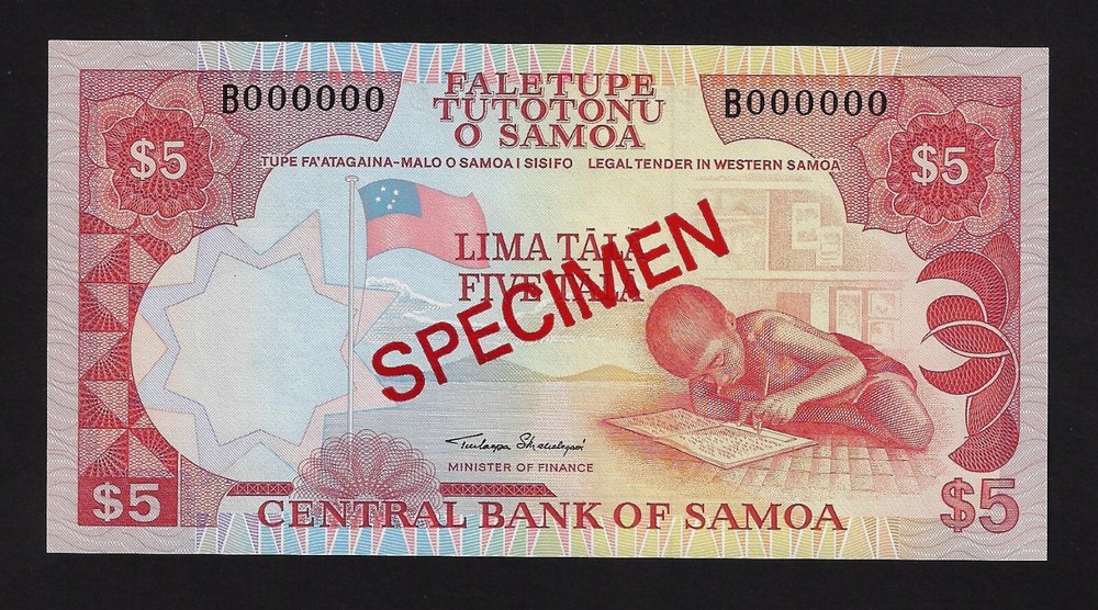 SAMOA 5 TALA SPECIMEN 1985 PICK 26s UNC