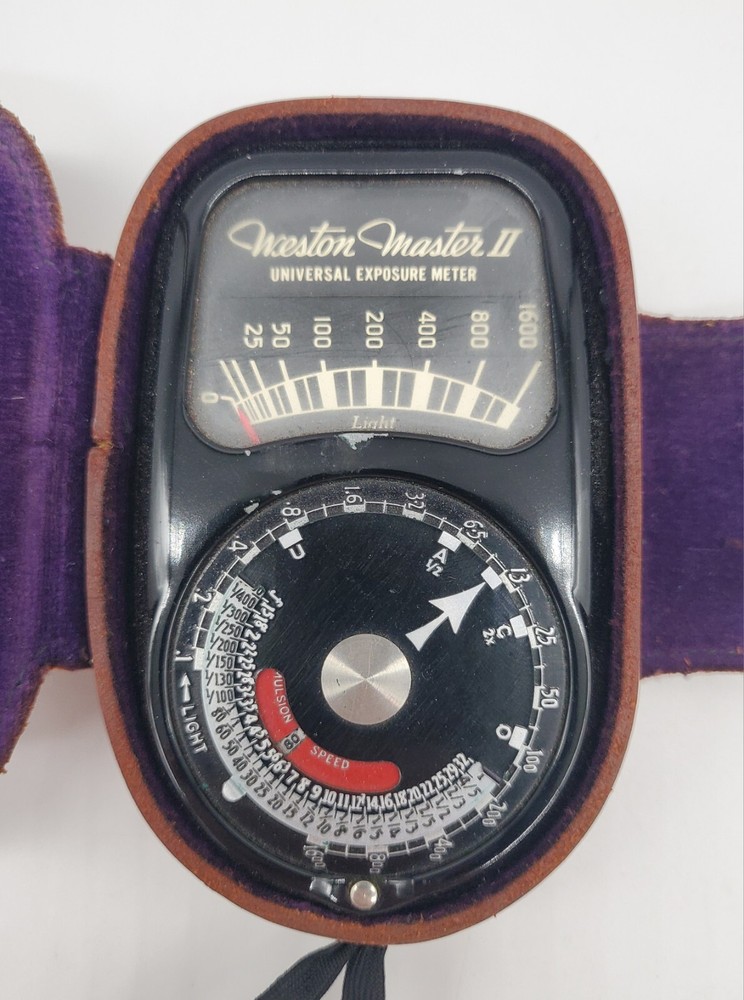 Vintage Weston Master II Camera Universal Exposure Light Meter Leather Case