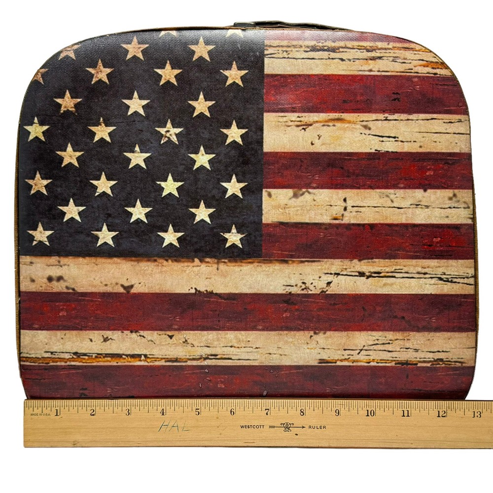 Decorative Distressed American Flag Suitcase Style Hinged Latch Box