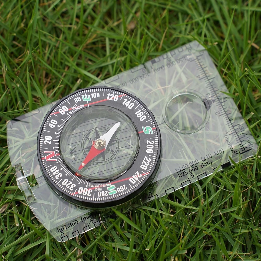 Multifunctional Outdoor Compass with Adjustable Declination and Ruler - 4 Pack