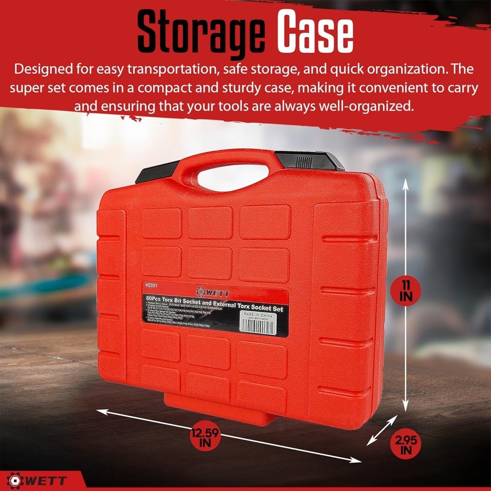 Master Torx Bit Socket and External Torx Socket Set 60-Piece Drive E-Torx Socket