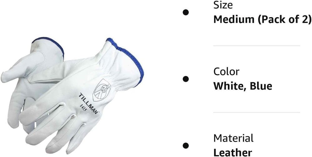 1415 Unlined Top Grain Goatskin Drivers Gloves, Medium, White
