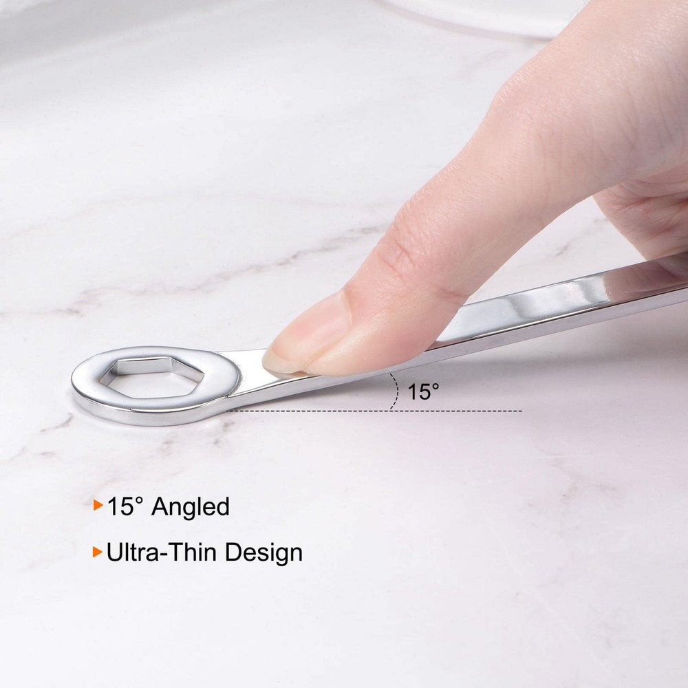 uxcell Thin Combination Wrench with Offset 6-Point End and Angled Open 6mm