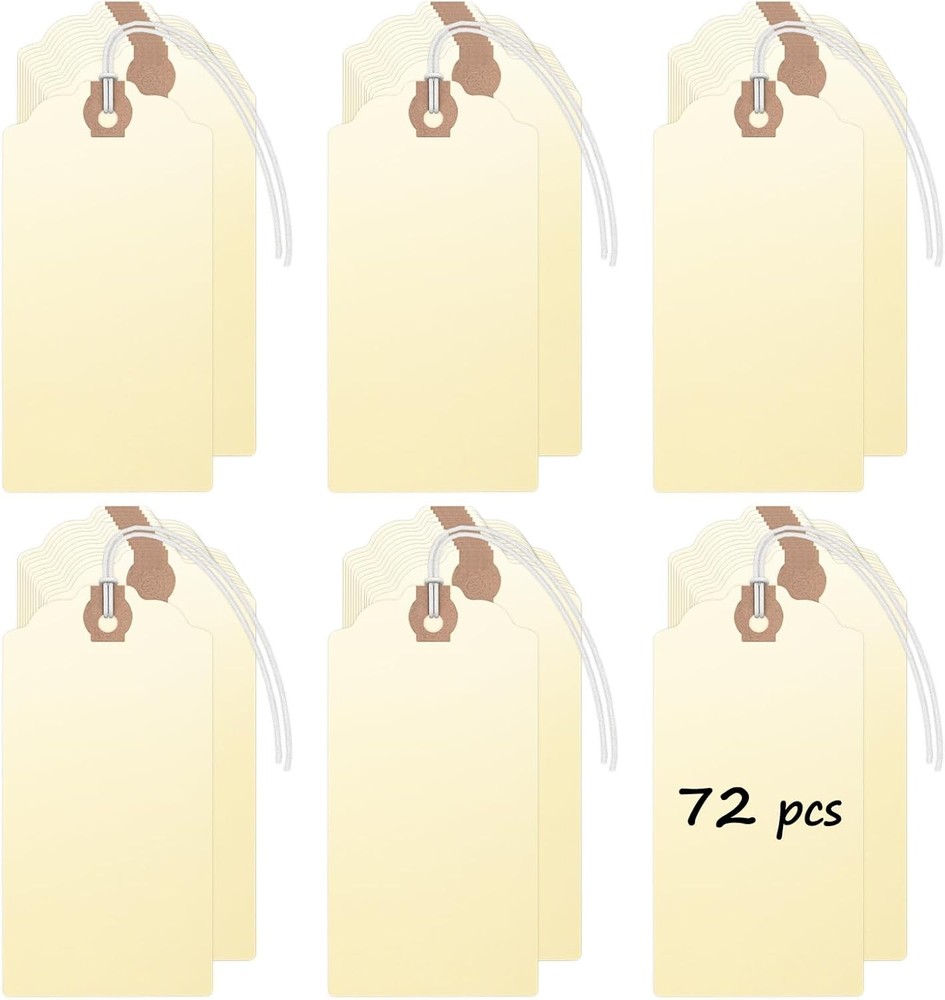 Blank Shipping Tags with Elastic String Attached Cardsto Paper