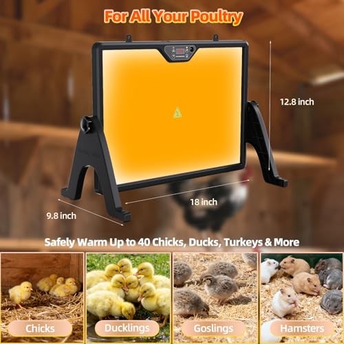 Brooder Plate for Chicks with Remote Control, Double-Sided Chick Heat Black