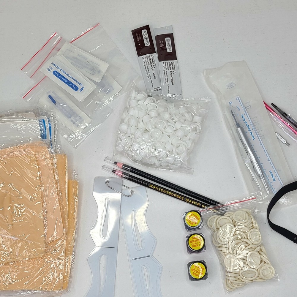 Tattoo Complete Kit Practice Skin Needle Paste Eyebrow Pen B20