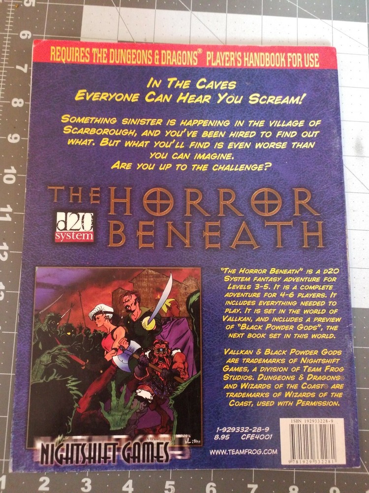 d20 System ~ THE HORROR BENEATH ~ D&D Nightshift Games CFE4001