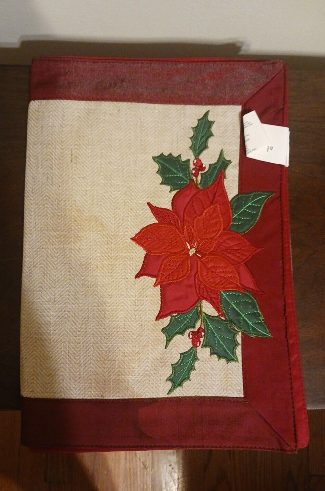 2 New Table Runners~Christmas Poinsettia~~St Nicholas Rectangular