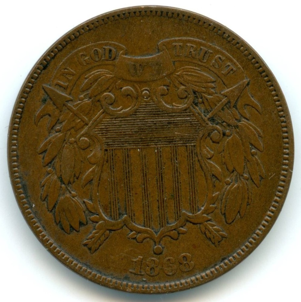 1868 U.S. Two Cent Piece - Extremely Nice Details, Must See