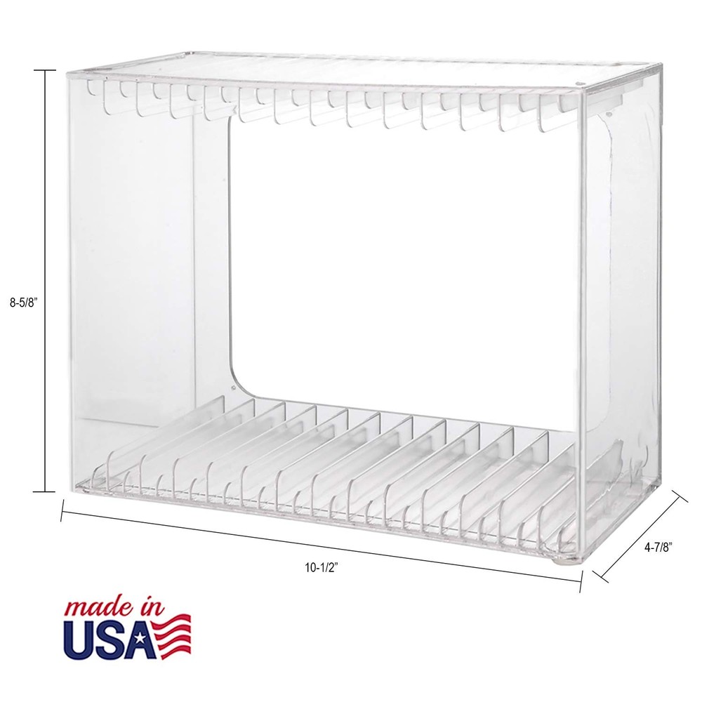 Stackable Clear Plastic DVD Organizer with Rubber Feet | Rectangular Holder Perf