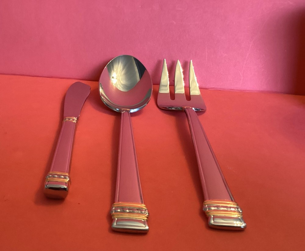 Lenox Hancock Gold 3 Piece Hostess Serving Flatware Set New in Box