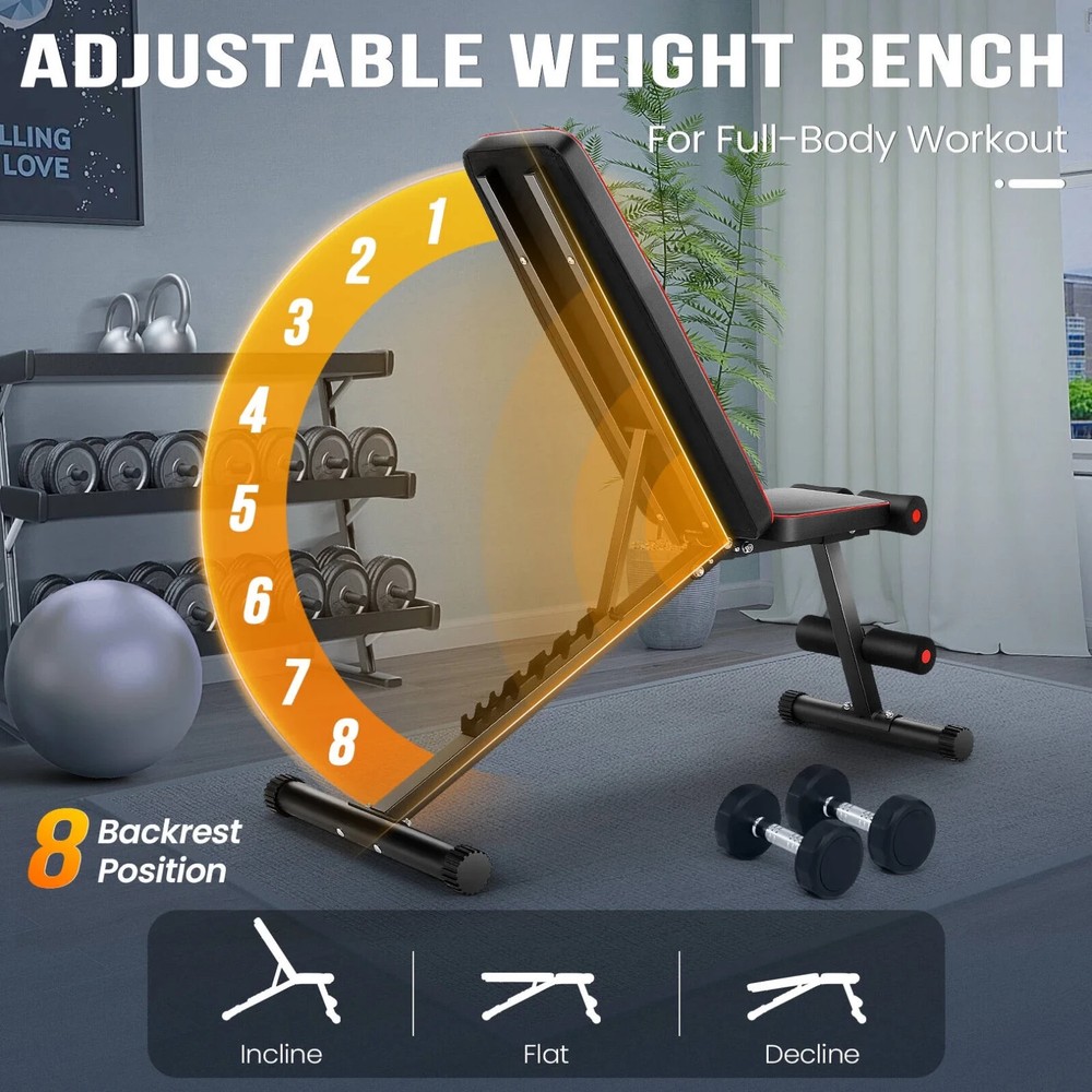 Adjustable Foldable Weight Bench 660lbs Adjustable Backrests Workout Exercise US