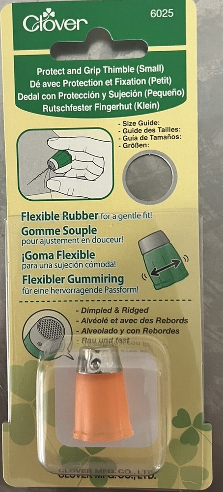 Thimble - Clover Protect & Grip flexible rubber small sewing quilting needlework