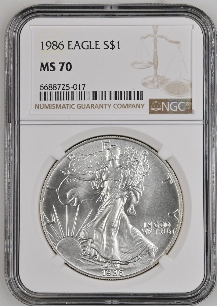 1986 Bullion Silver Eagles NGC MS-70