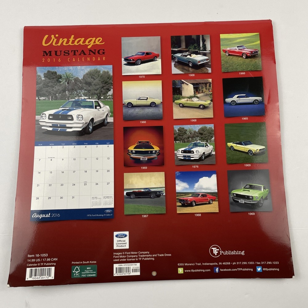 VINTAGE MUSTANGS - 2016 Wall Calendar