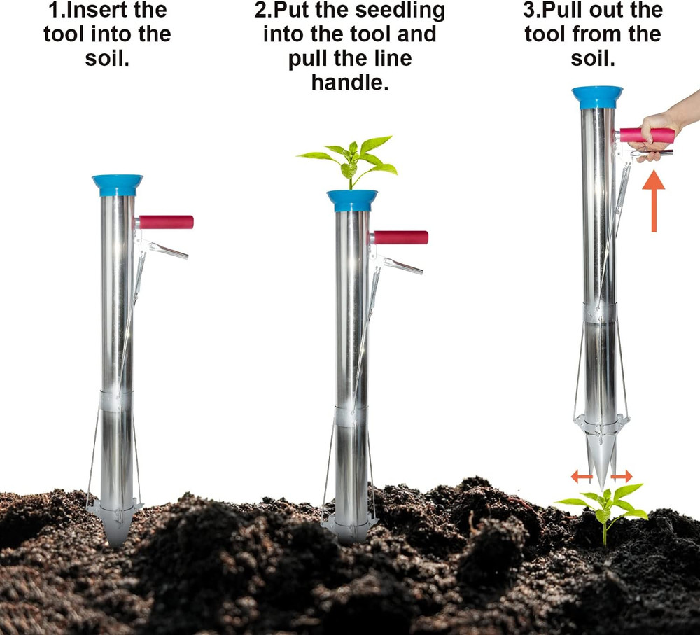 Seedling Transplanter Long Handled Bulb Planter Tools Vegetable Young Plant Manu