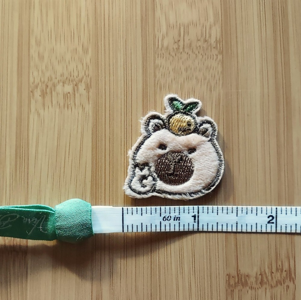 Adorable Capybara Soft Plush Embroidered Self Adhesive Patch Sticker with Fruit