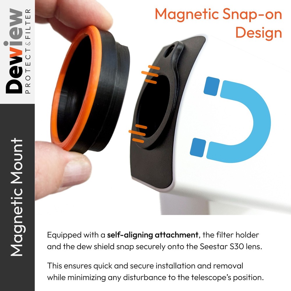 DeWiew Protect & Filter - Collapsible Dew Shield & Filter Holder for Seestar S30