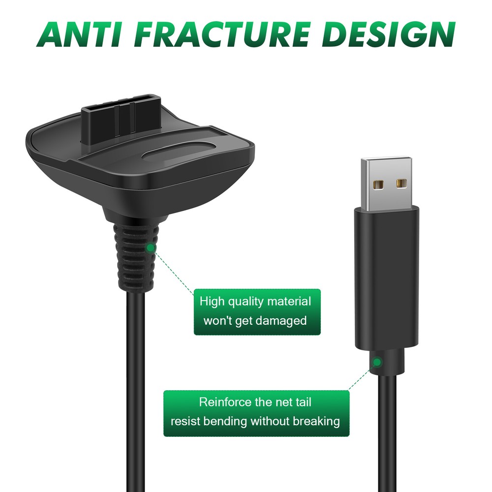 2x Rechargeable Battery Pack For Xbox 360 Wireless Controller USB Charger Cable