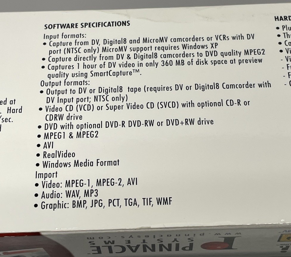Pinnacle Studio DV Version 8 Professional Movie Making System Computer Software