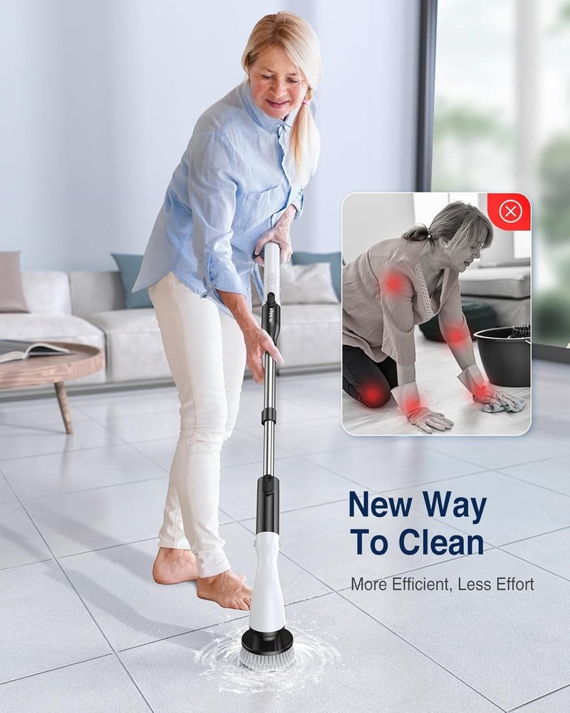 Electric Spin Scrubber, Cordless Cleaning Brush Scrubber with 7 Replaceable B...