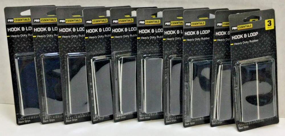 PRO ESSENTIALS Heavy Duty Hook & Loop Tape | Black | 30 Total Sets!